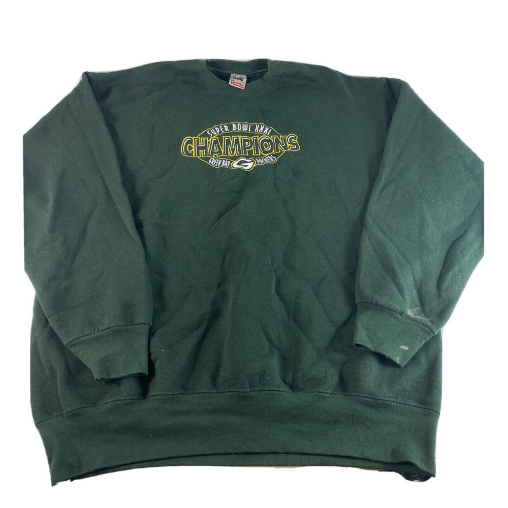 Green Bay Packers Super Bowl XXXI Sweatshirt VTG Fruit Of The Loom Adult XXL 2XL